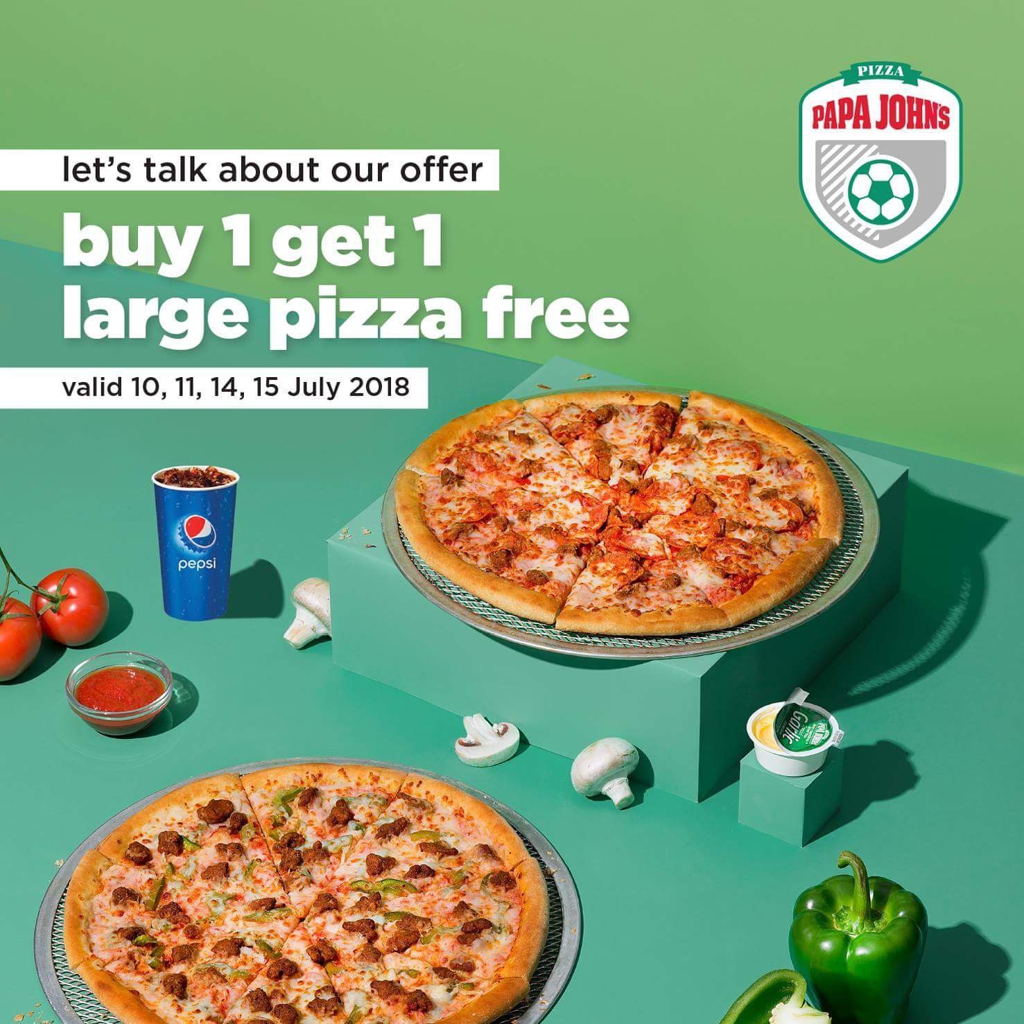 FB IMG 1531227905951 Buy 1 get 1 large Pizza FREE!