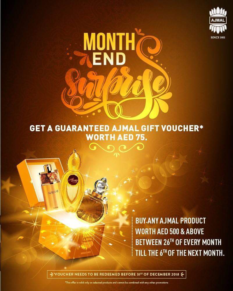 Yes, it’s true! All shoppers now stand a chance to win a guaranteed gift voucher when they shop at Ajmal Perfumes.