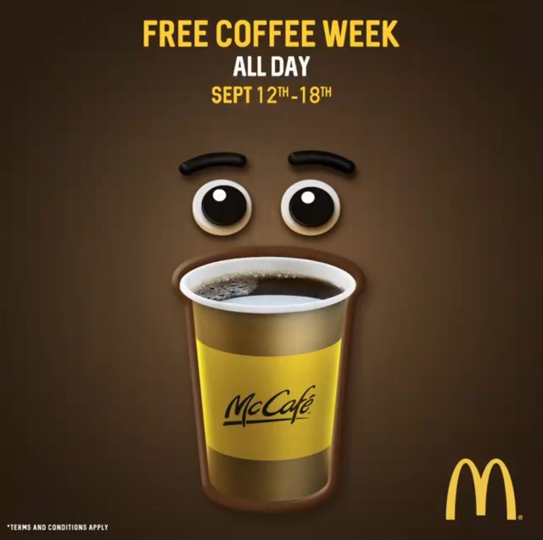 FREE Coffee Week has came back!! Get yourself a free coffee anytime ALL DAY at McDonald’s