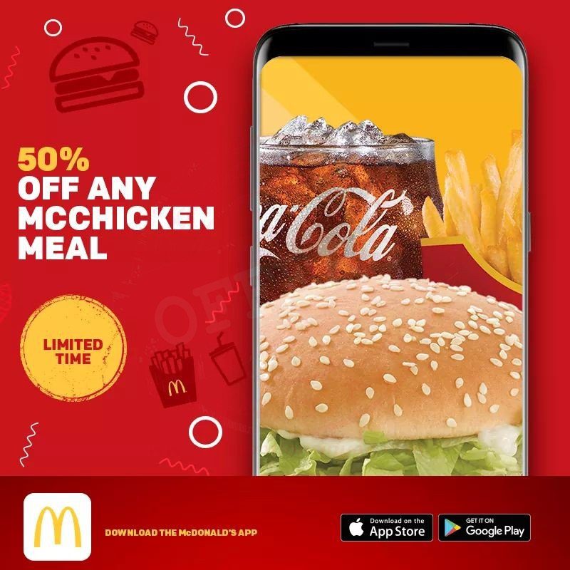 You can “half” it all! Get 50% off any McChicken Meal.  McDonald’s