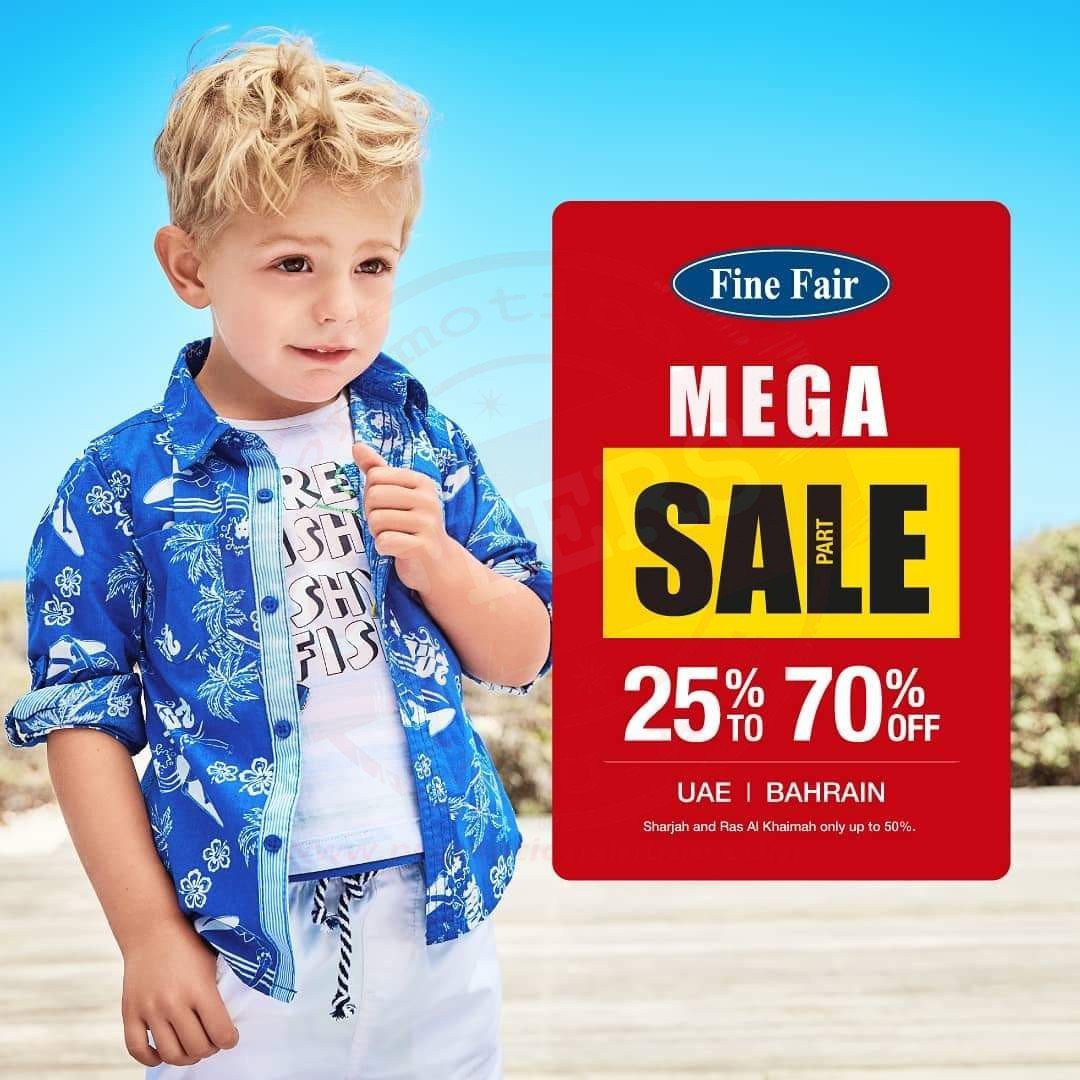 Mega Sale up to 70% off- including winter collection. Sharjah and Ras Al Khaimah up to 50% off. Fine Fair Garments