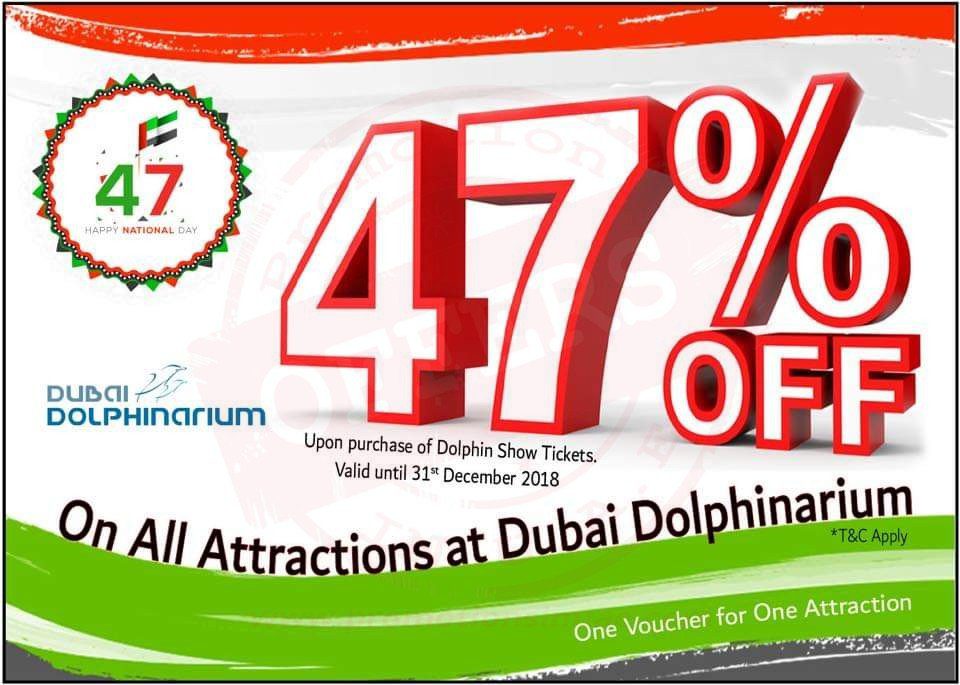 FB IMG 1543408400649 Are you ready to be impressed by incredible mammals? Join the fun with the dolphins & seals in Dubai with tickets starting from AED45 this UAE National Day plus get 47% Off in all attractions! Hurry & book your tickets today.