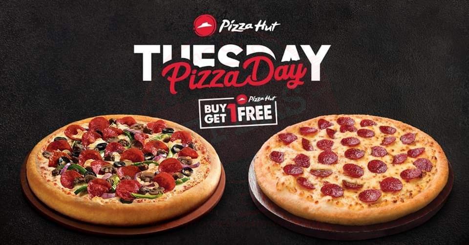 Buy one pizza and get one absolutely FREE at Pizza Hut!