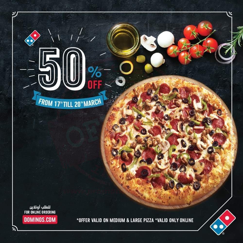At Domino’s enjoy 50% Off on Pizzas!!!