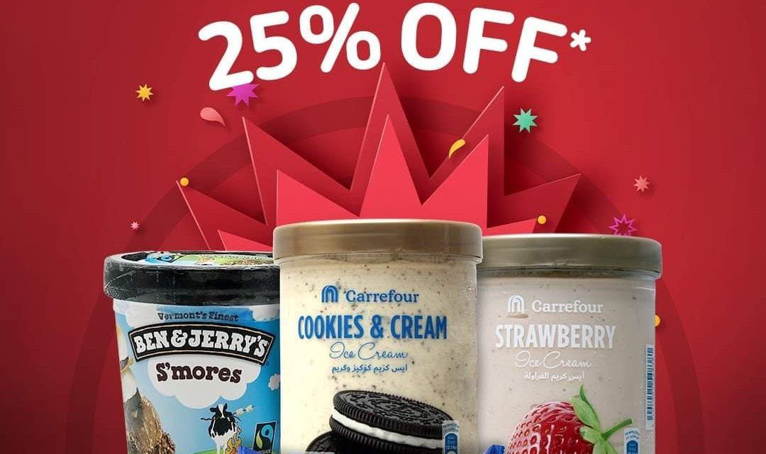 Enjoy 25% OFF on all ice cream at Carrefour