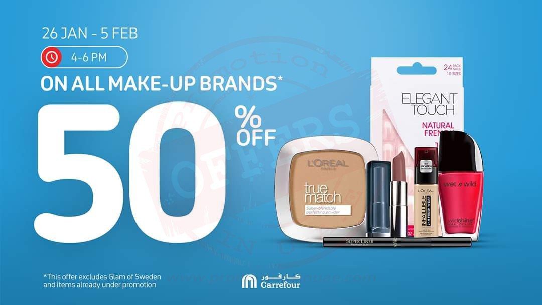 Enjoy 50% OFF on make-up items at Carrefour