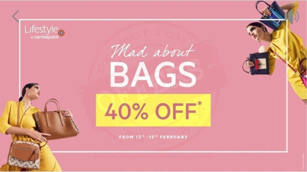 Screenshot 20200213 132124 Facebook The maddest sale on BAGS<br>Enjoy 40% OFF across Lifestyle & Lifestyle at Centrepoint