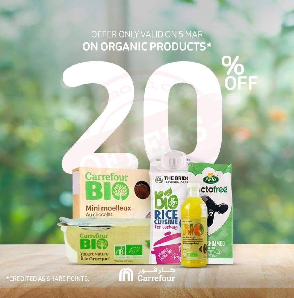 FB IMG 1583389569030 20% off on range of organic products at Carrefour