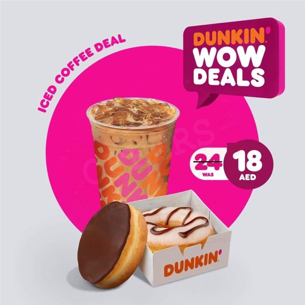 FB IMG 1587563005364 2 donuts & an iced coffee for only AED 18. With Dunkin’ WOW Deals.