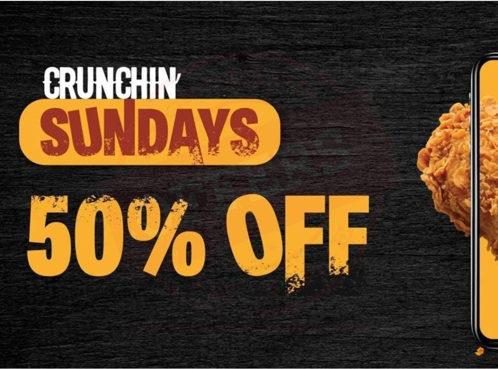 screenshot 20200531 130527 facebook8319280433806160740 50% off all of the Texas Chicken, every Sunday!