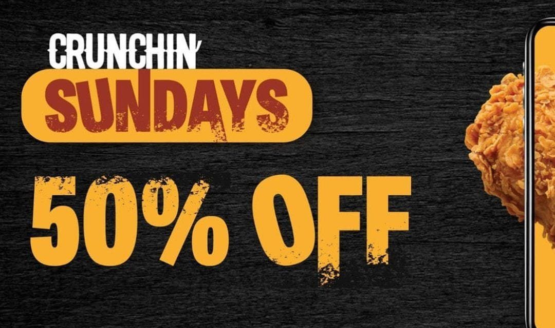 50% off all of the Texas Chicken, every Sunday!