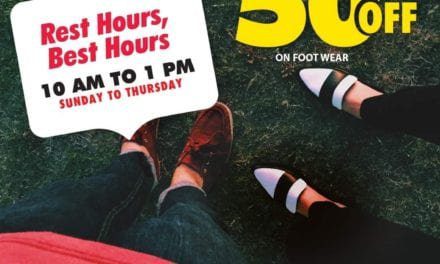 Deals at Rest Hours, range of footwear at 50% OFF from 10:00 AM to 1:00 PM, ending Thursday. SHOES4US