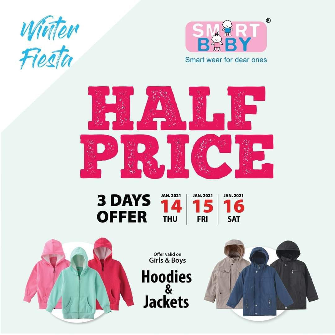 fb img 16106055526823602770692430462034 This weekend, shop at Smart Baby. Half Price on Hoodies and Jackets