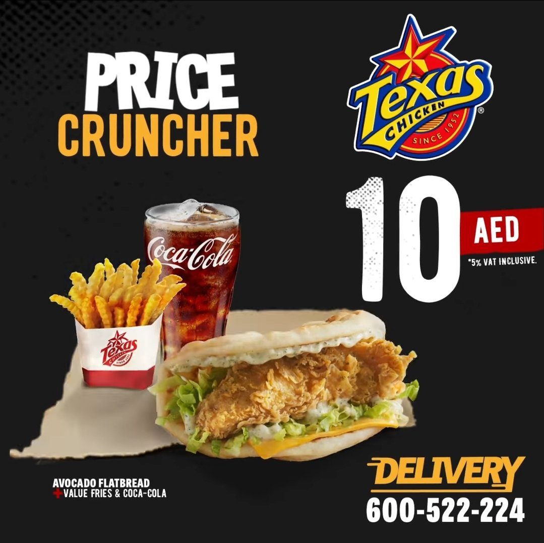 screenshot 20210303 111112 facebook717775751462334929 Texas for just AED 10 per meal with the Price Cruncher menu.