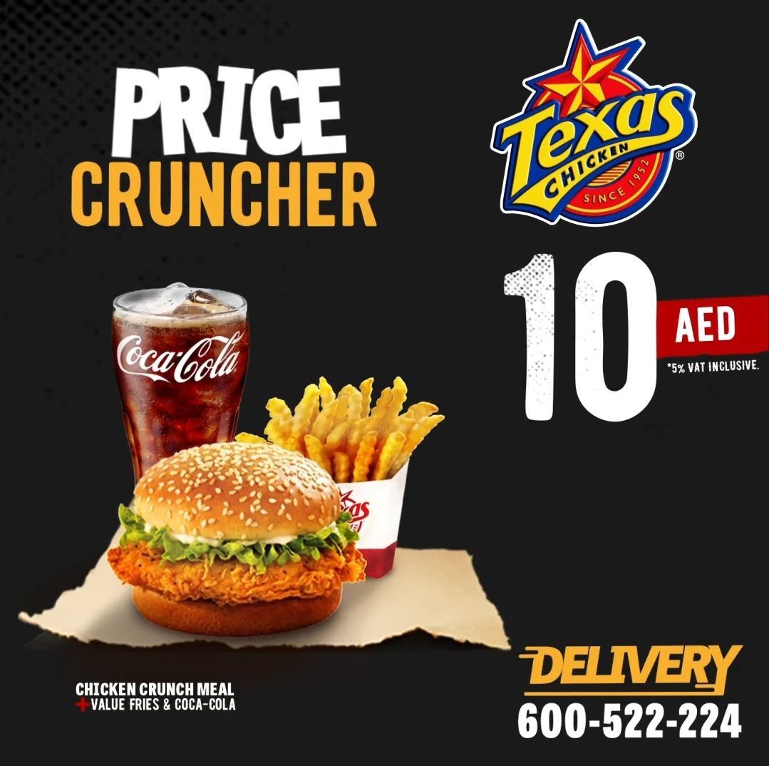 screenshot 20210303 111204 facebook7484190749196539993 Texas for just AED 10 per meal with the Price Cruncher menu.