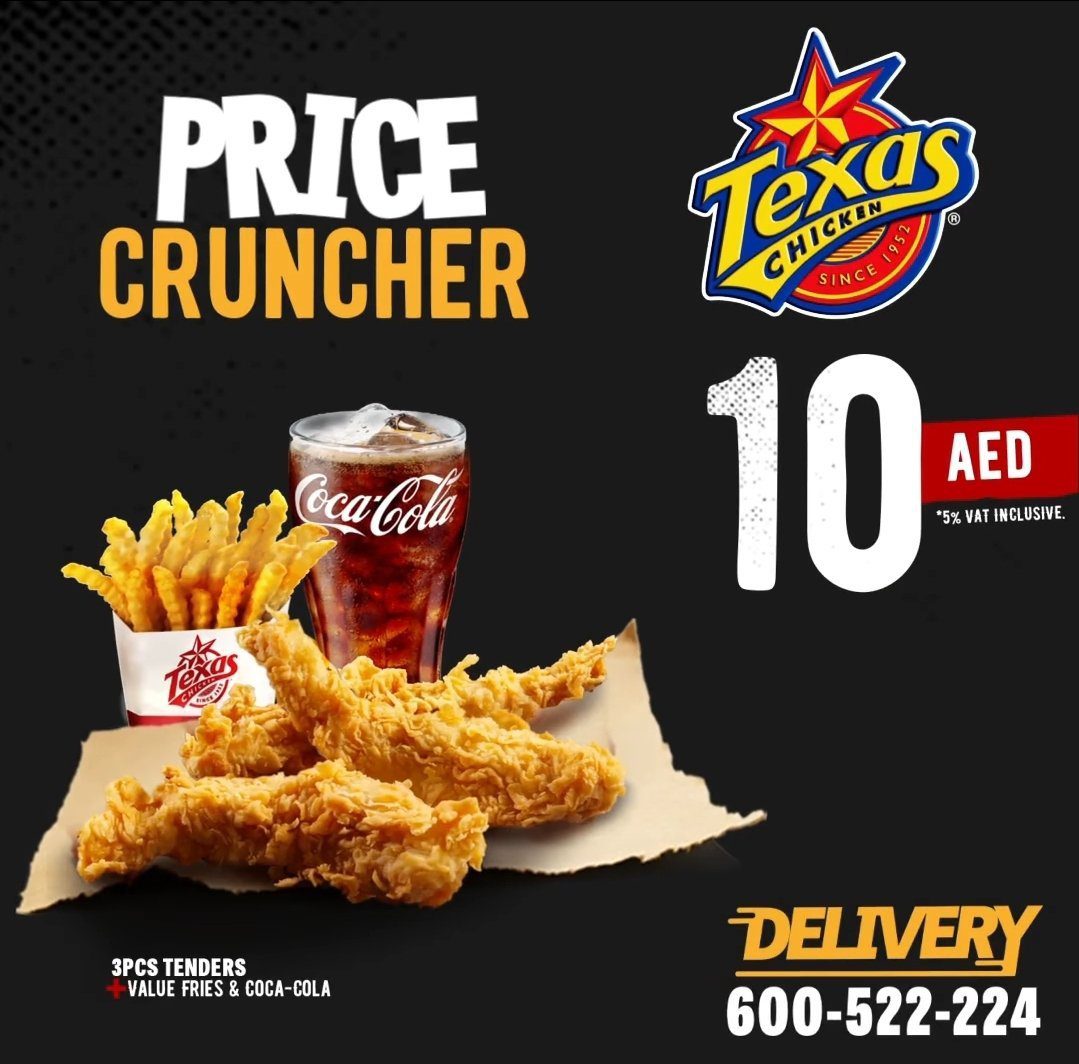 screenshot 20210303 111227 facebook1336487188312632920 Texas for just AED 10 per meal with the Price Cruncher menu.