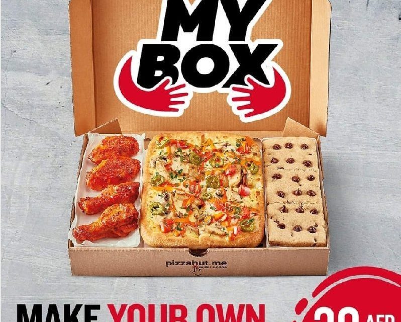 Have your choice of pizza, crust, sides and dessert with the My Box. Now for only 30 AED at Pizza Hut.