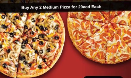 Super Sunday! Get any two Medium Pizzas for 29 AED each only.