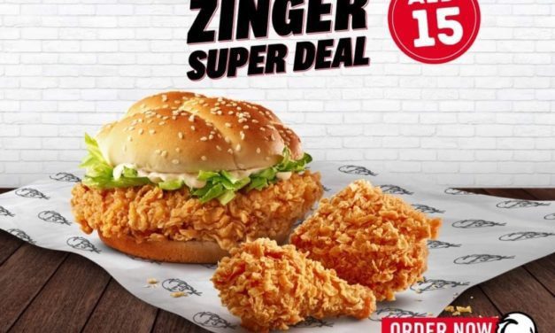 Get KFC’S famous Zinger + 2 chicken pcs at 15 AED only!