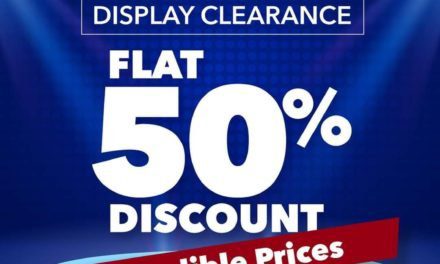 Flat 50% off on Televisions, Home Appliances and more. Display Clearance Sale at Sharaf DG.