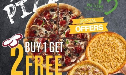 Buy 1 Pizza and get 2 pizza for FREE. Broccoli pizza and pasta.