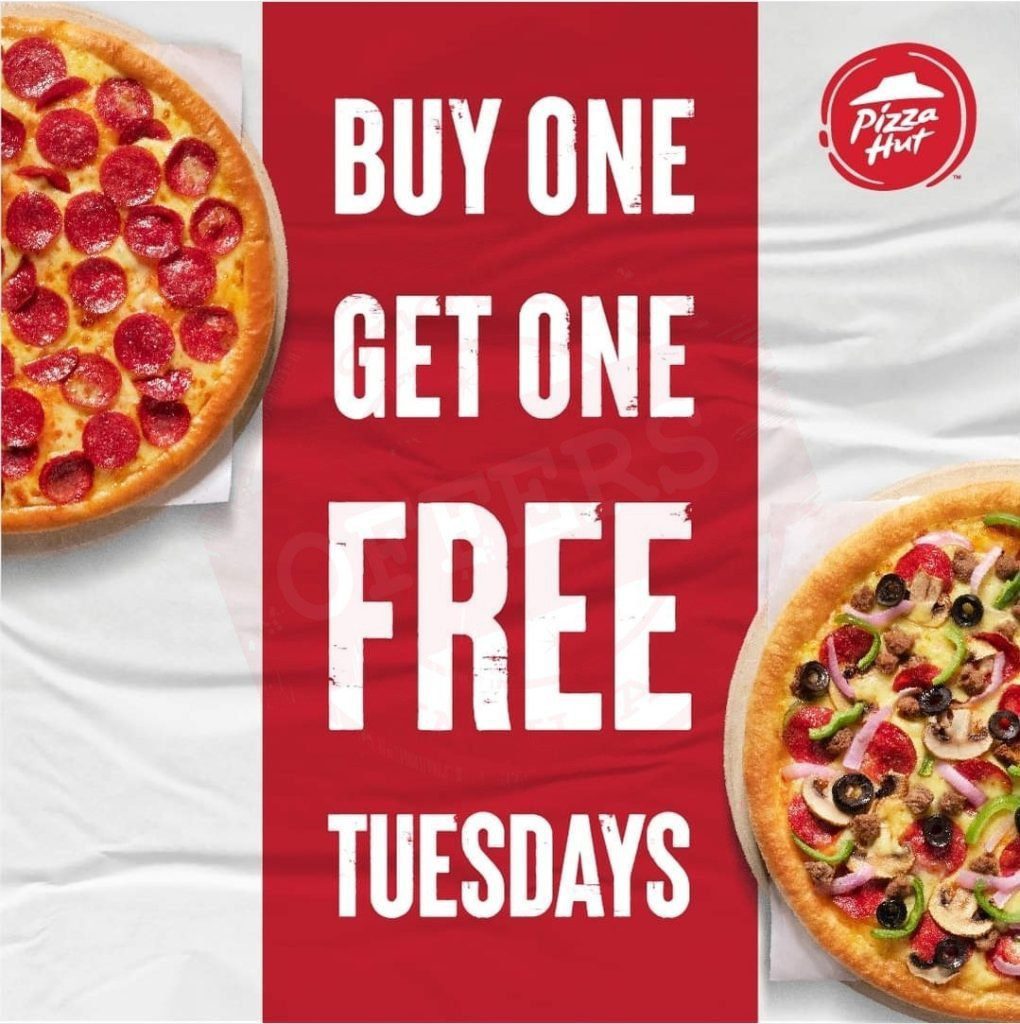 screenshot 20220726 134915 facebook419933741772059658 Buy a pizza and get the other one for free every Tuesday at Pizza Hut.