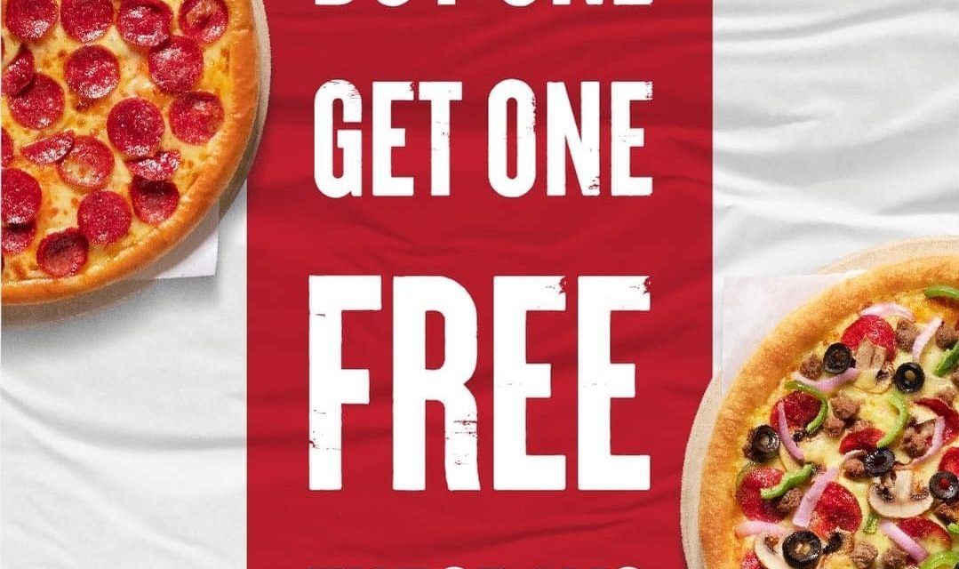 Buy a pizza and get the other one for free every Tuesday at Pizza Hut.