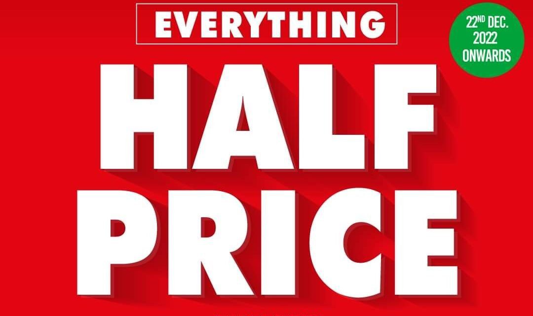 HALF PRICE on EVERYTHING! visit your nearest shoes4us store.