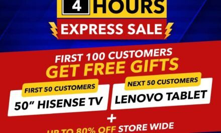 First 100 shoppers get FREE 50″ Hisense Televisions and Lenovo Tablets. And enjoy up to 80% off at Sharaf DG!