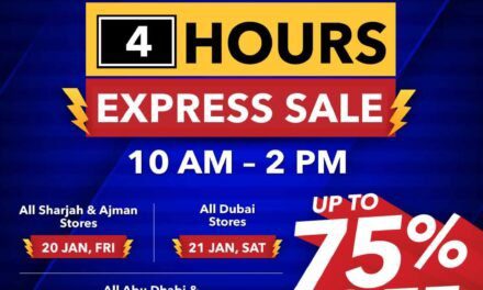 The Biggest 4-HOURS Express Saver is happening at all Sharaf DG Enjoy up to 75% off on Laptops, Electronics, Appliances, Smartphones and more.