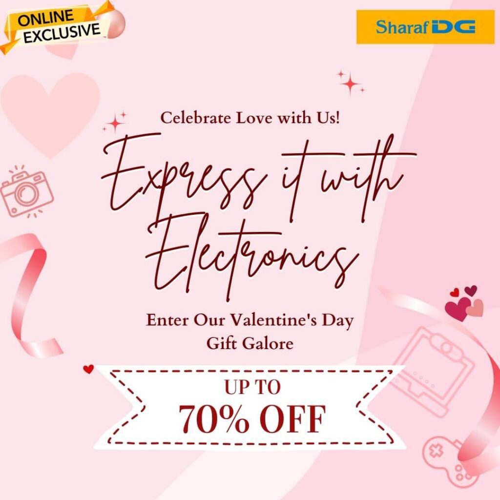 Online Exclusive Offer on Valentine's Day Upto 70% Off at Sharaf DG